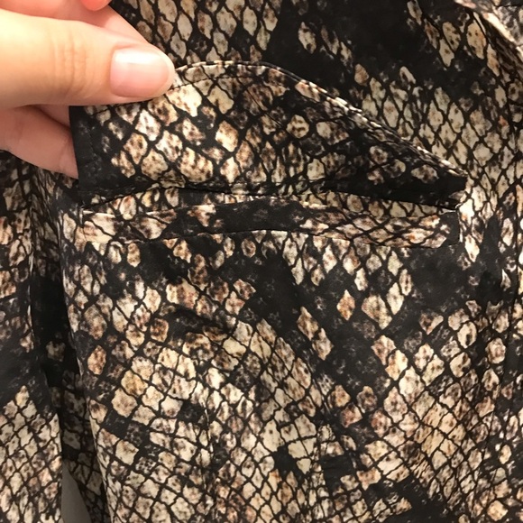 Theory Ananine Snake Lace Shirt Dress 0 silk tan gray black brown - Picture 5 of 13